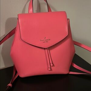 Like New Kate Spade Pink Backpack with Flap Closure and Saffiano Leather Texture